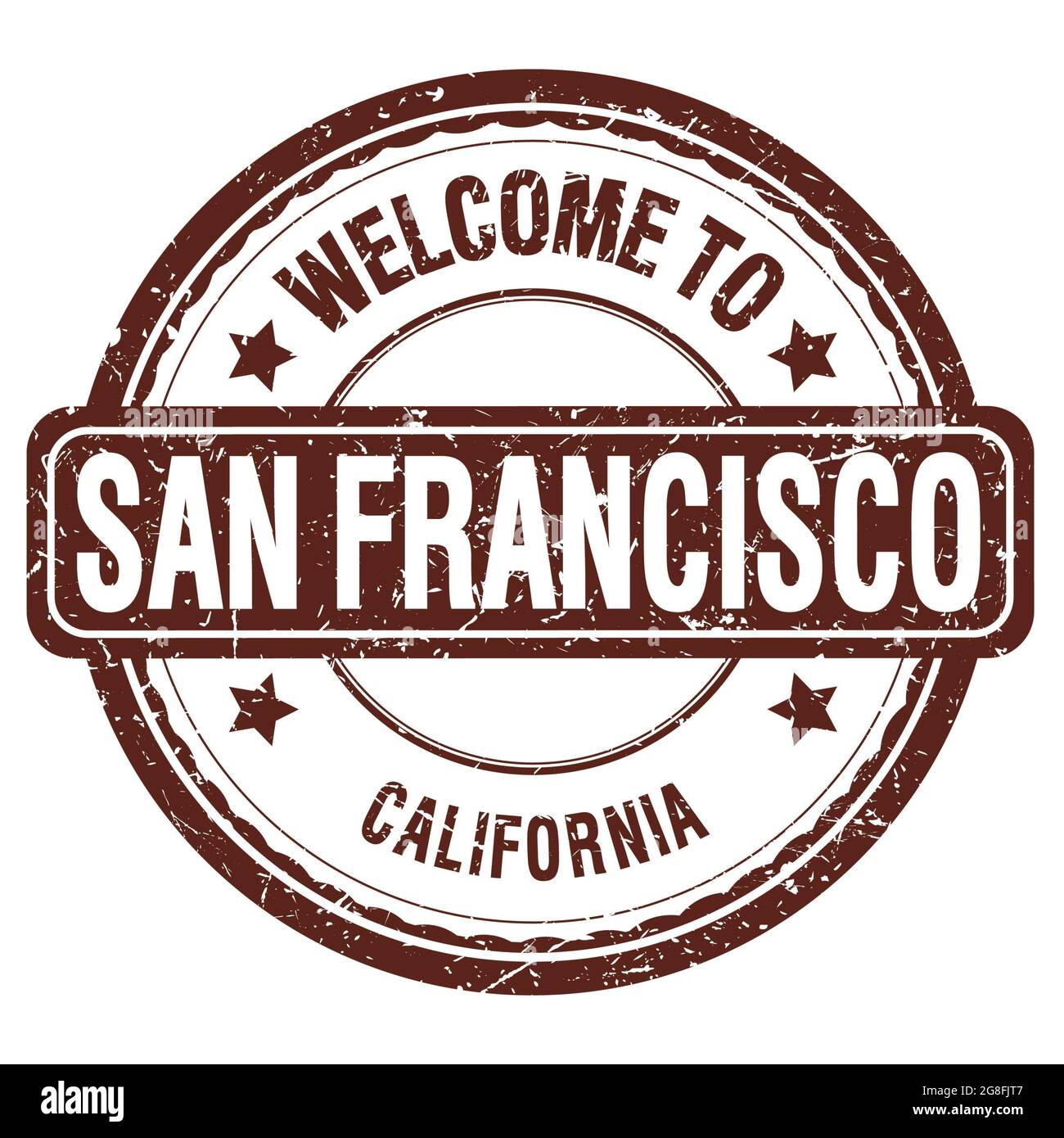 WELCOME TO SAN FRANCISCO - CALIFORNIA, words written on brown grungy