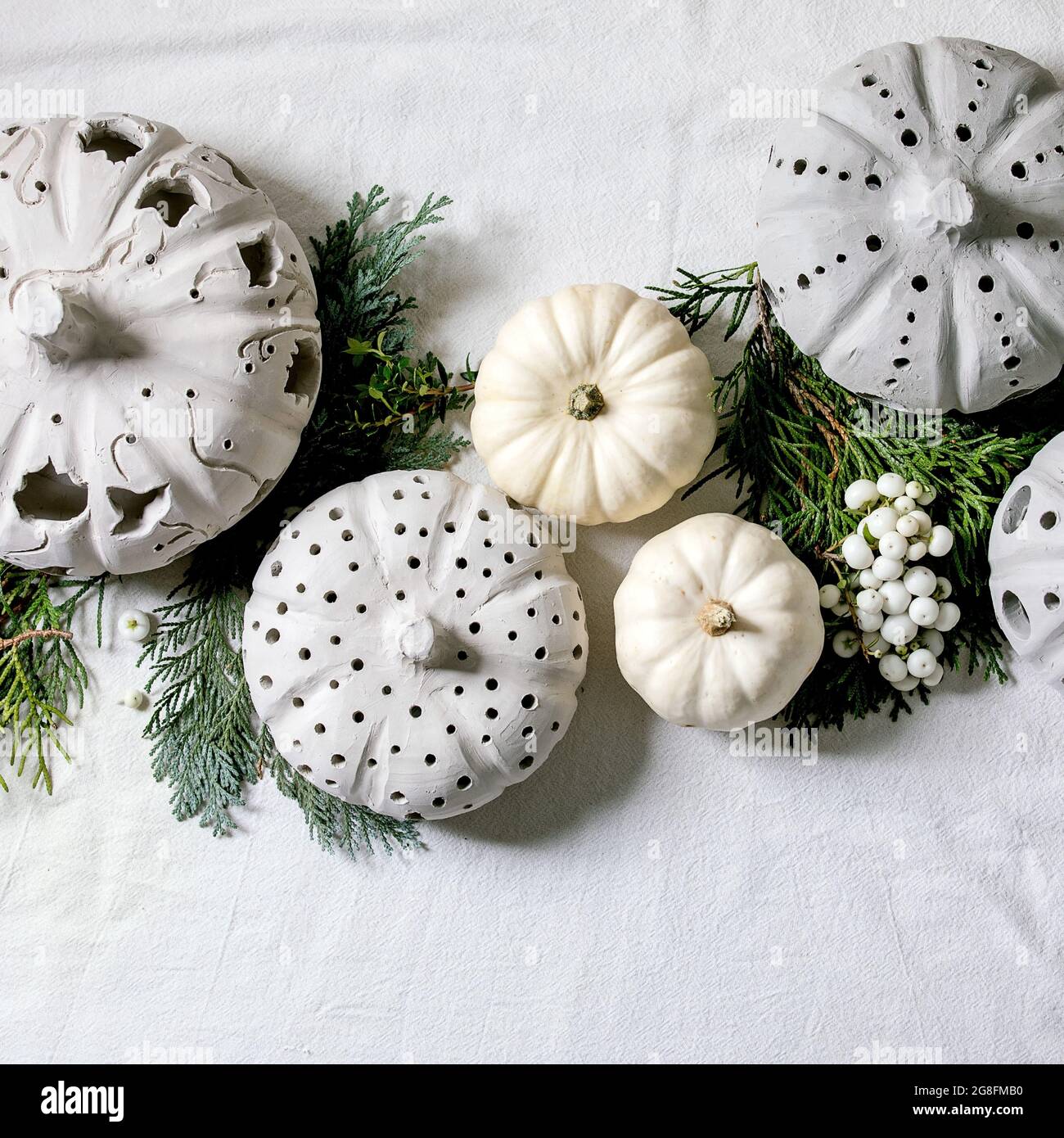 White decorative pumpkins Stock Photo