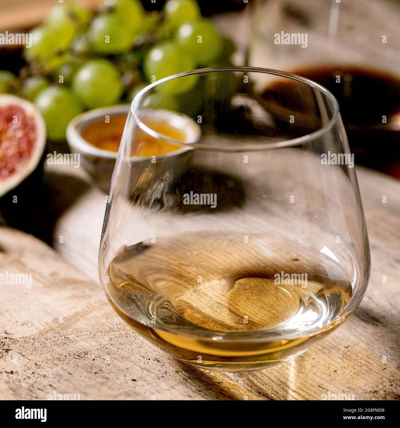 Wine with grapes and figs Stock Photo