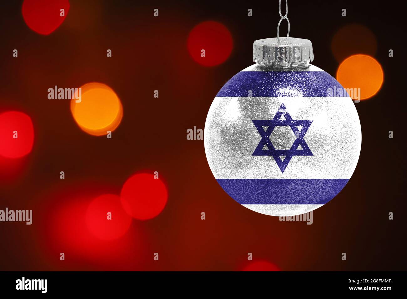Colorful blurred background and applied the flag of Israel on the New