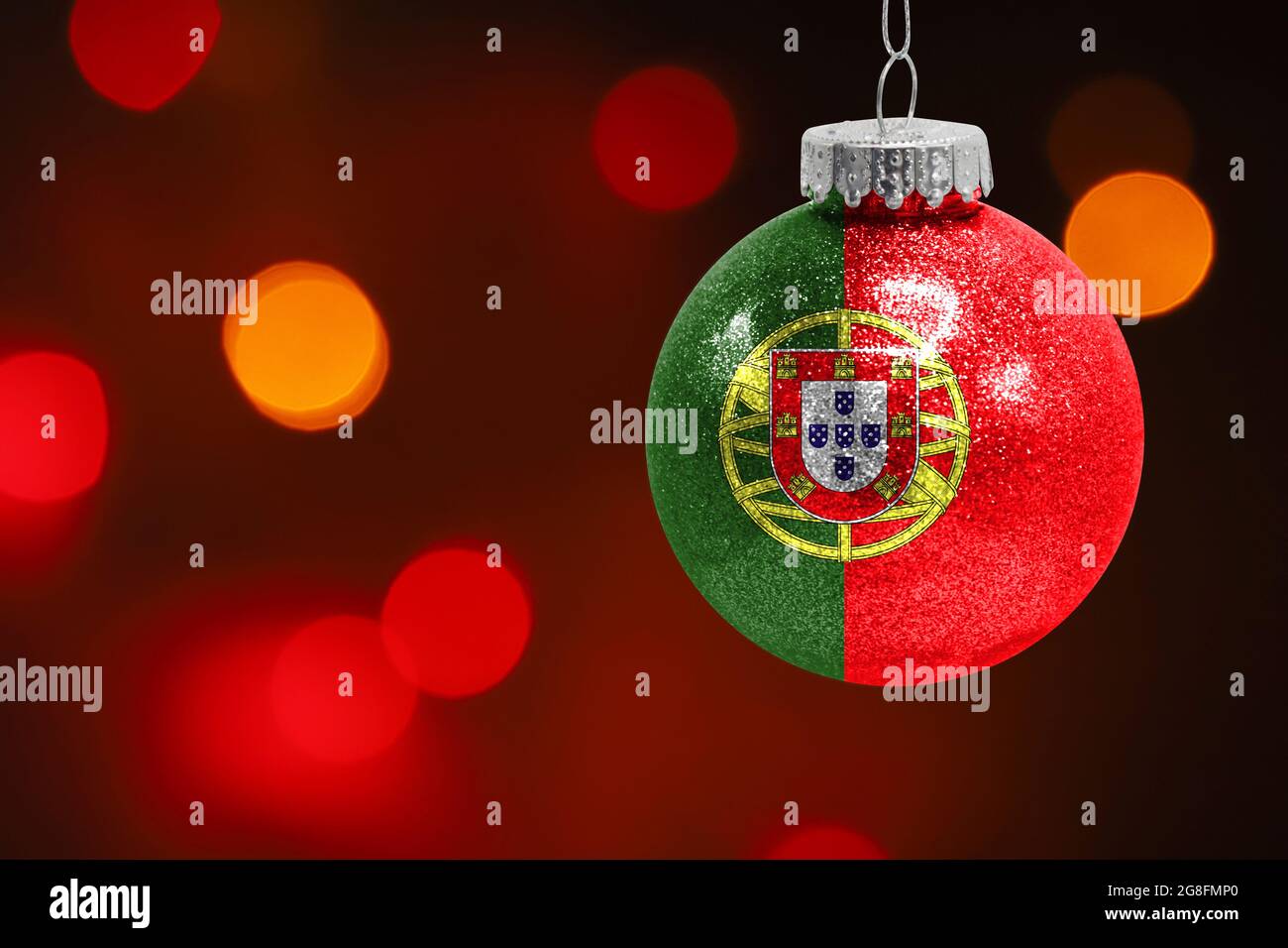 Portugal 2022 Christmas Colorful Blurred Background And Applied The Flag Of Portugal On The New  Year's Toy. New Year 2022 Celebration Stock Photo - Alamy