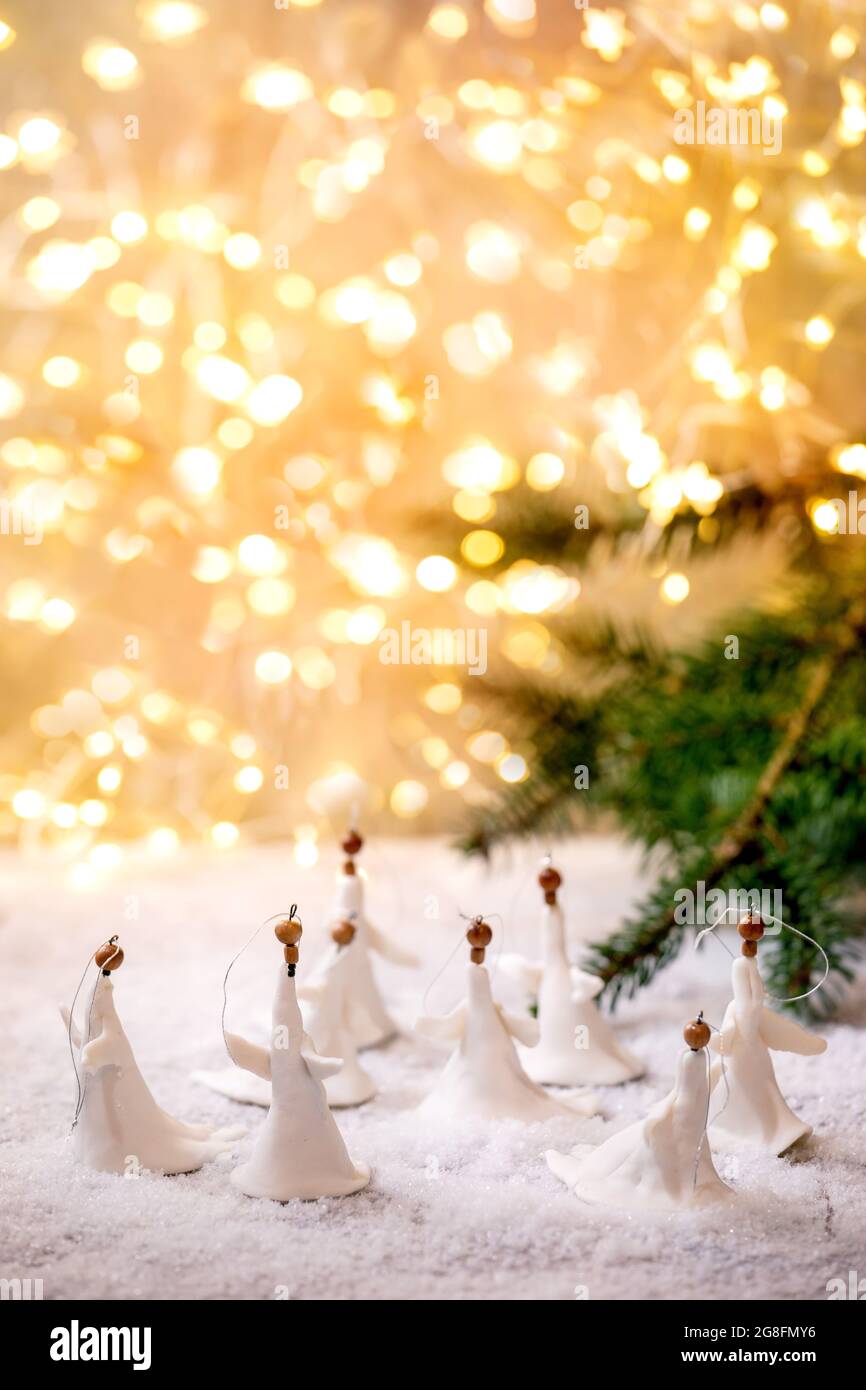 Porcelain Christmas angels Stock Photo
