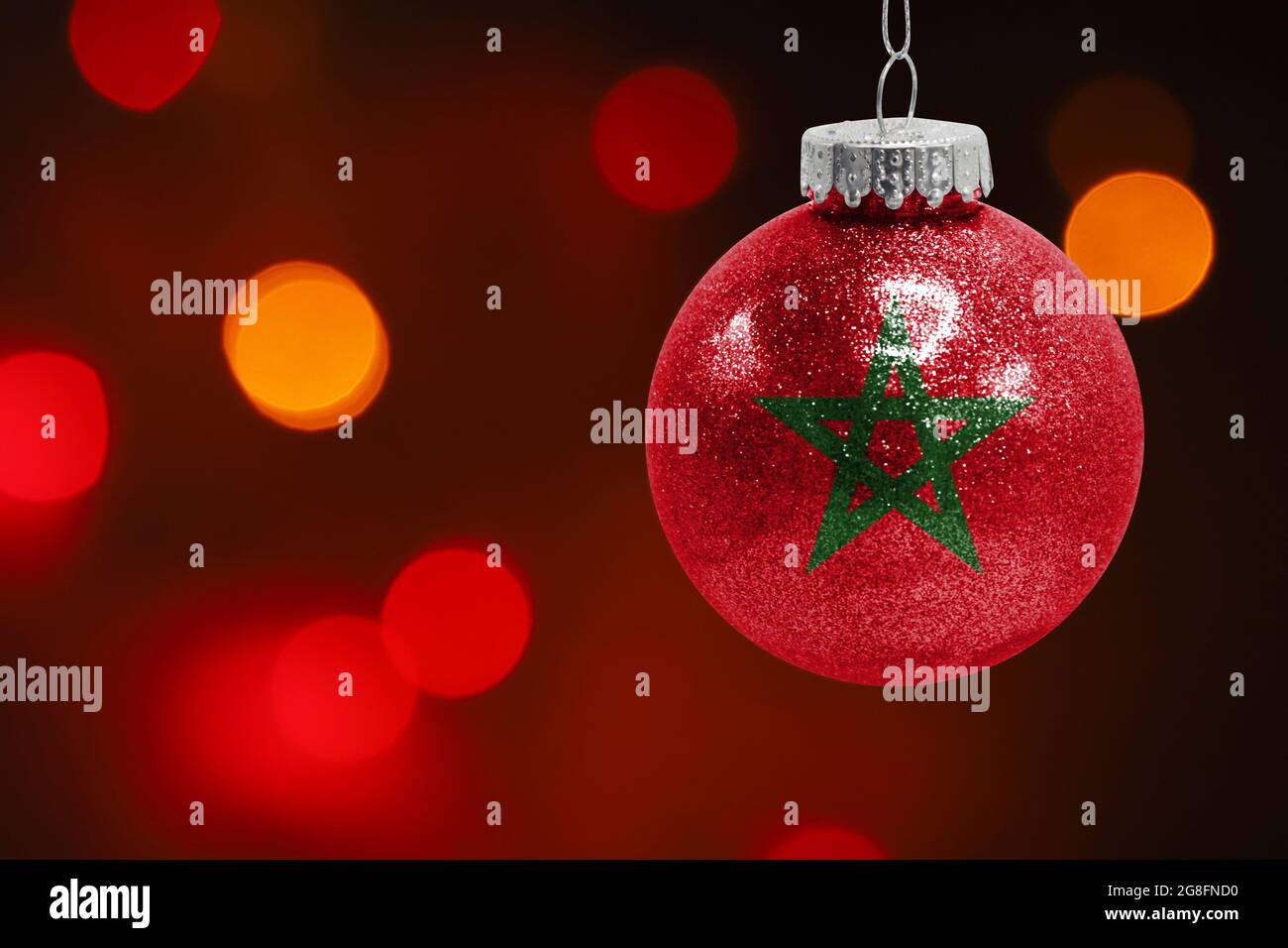Morocco Christmas 2022 Colorful Blurred Background And Applied The Flag Of Morocco On The New  Year's Toy. New Year 2022 Celebration Stock Photo - Alamy