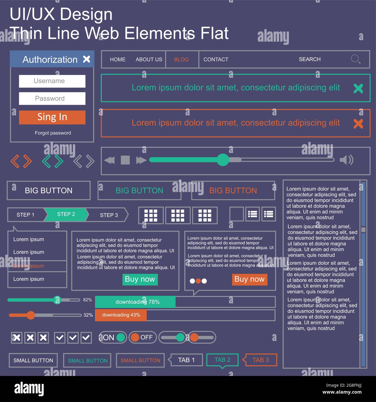 Vector UI UX kit for mobile applications and web sites. Universal user ...