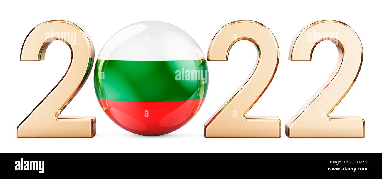 2022 with Bulgarian flag, 3D rendering isolated on white background Stock  Photo - Alamy