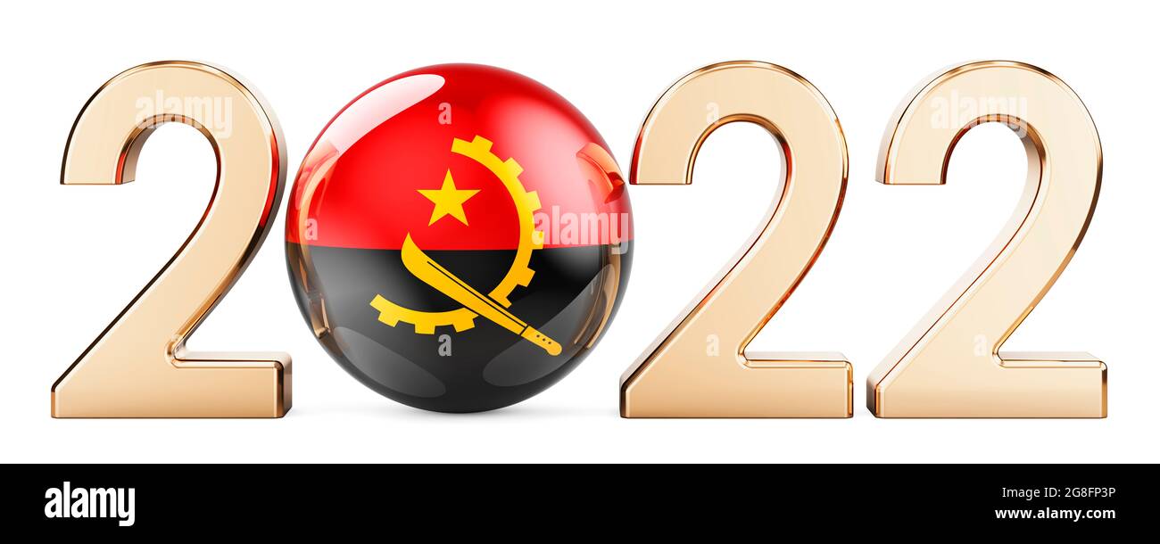 2022 with Angolan flag, 3D rendering isolated on white background Stock ...