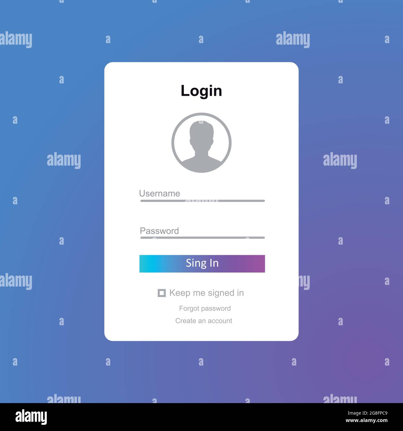 Member login form interface. For web page, site, mobile applications, art  illustration, design theme, modern menu, contact empty box, banner. Log in  u Stock Vector Image & Art - Alamy