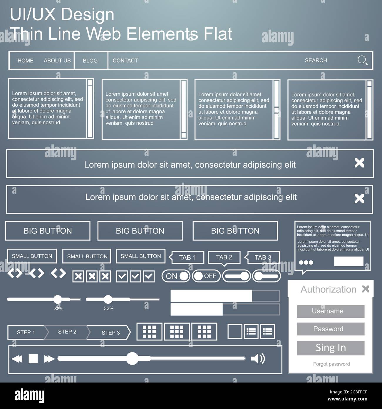 Vector UI UX kit for mobile applications and web sites. Universal user ...