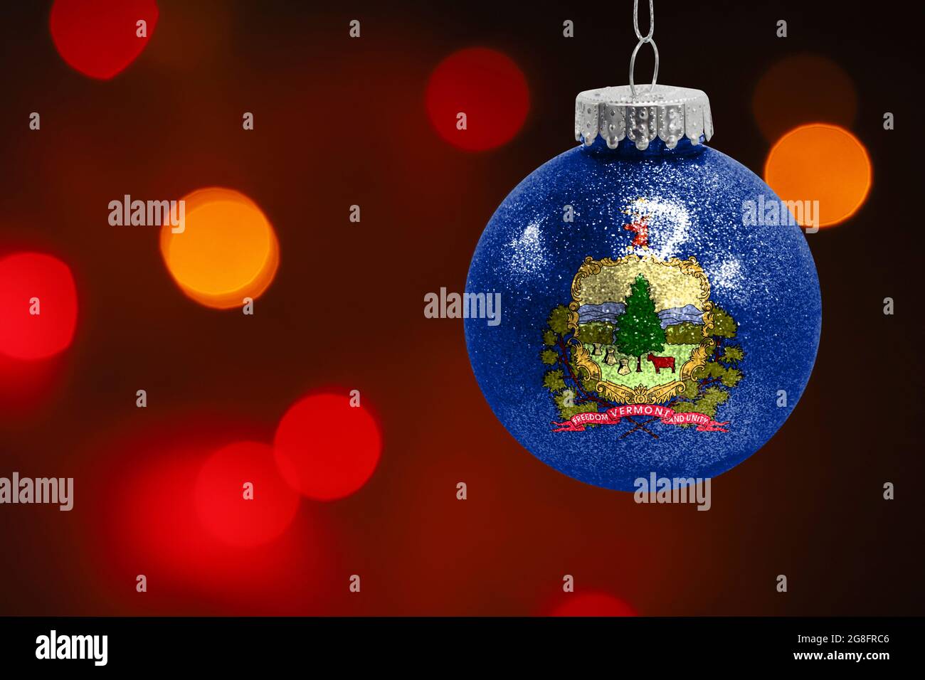 Christmas Eve 2022 Vt Colorful Blurred Background And Applied The Flag Of State Of Vermont On The  New Year's Toy. New Year 2022 Celebration Stock Photo - Alamy