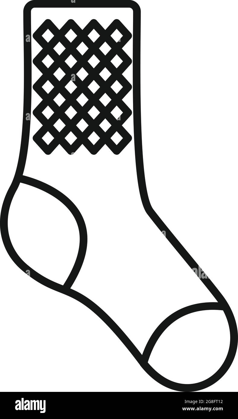 Casual sock icon outline vector. Wool collection. Cute sock Stock