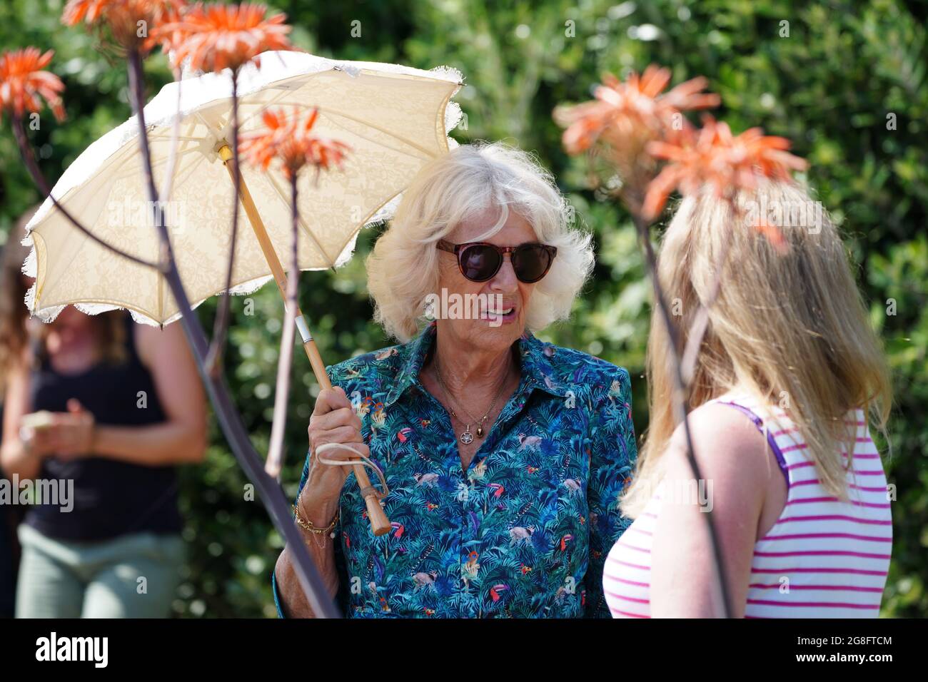 The Duchess of Cornwall meets Issy Taylor during her visit to Veronica