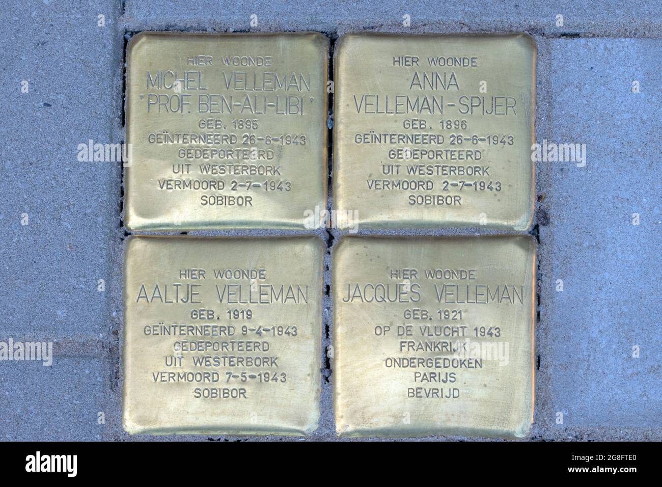 Stolperstein Memorial Stone From Family Velleman At Amsterdam The