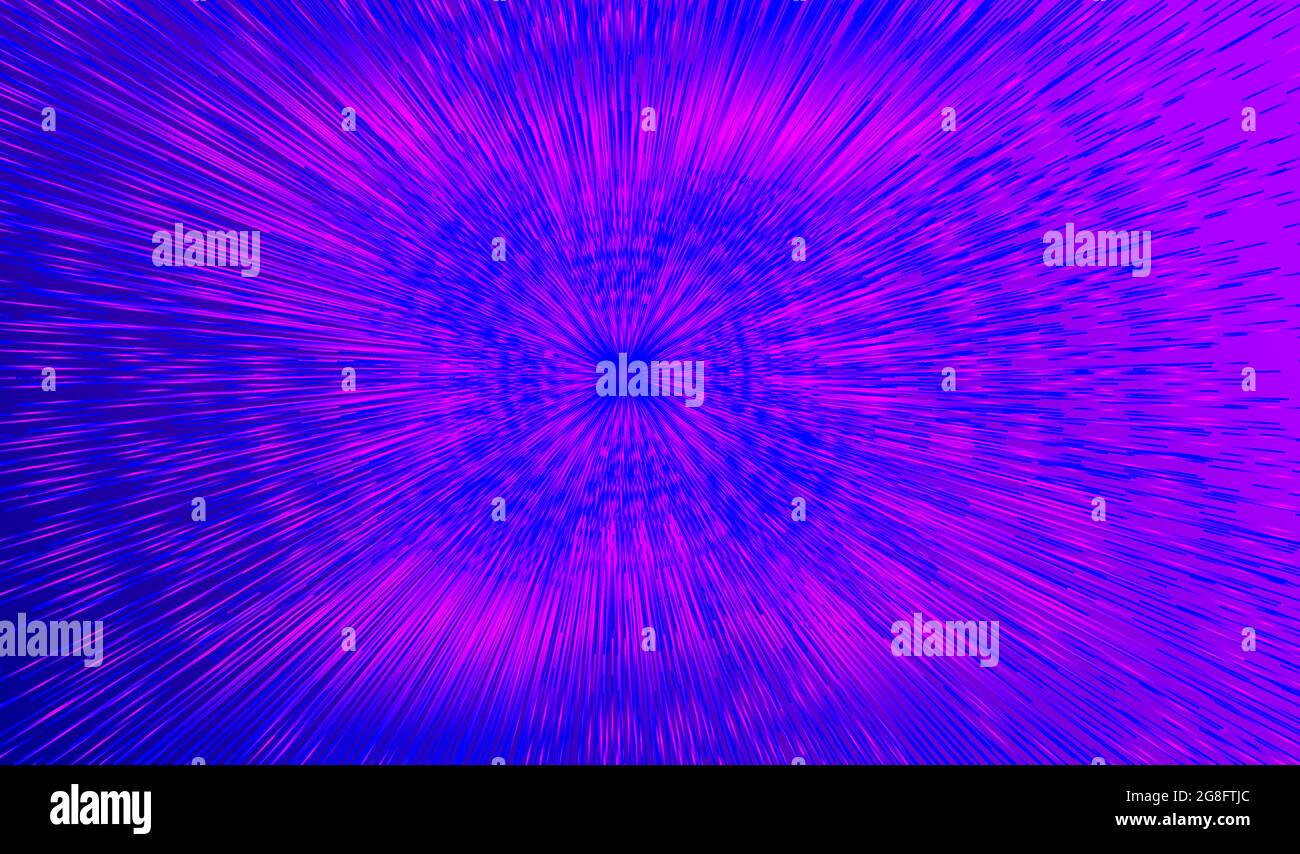 Purple space background. Speed concentric pattern with rays. Sport Banner Template Stock Vector