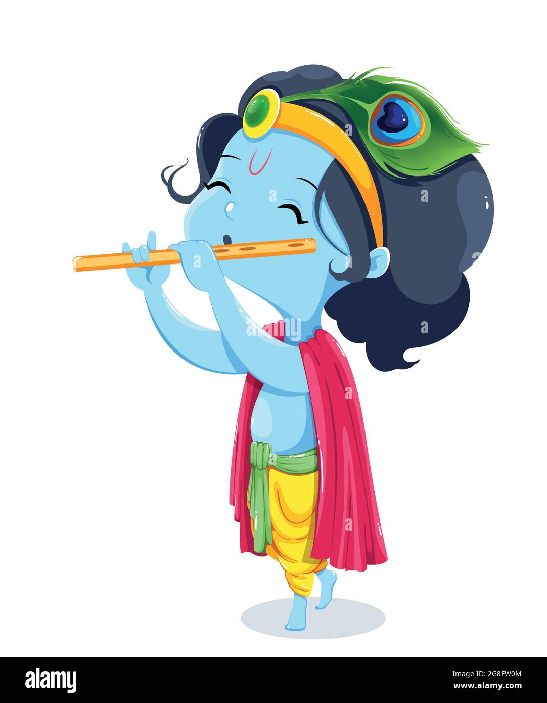 Happy Krishna Janmashtami greeting card. Lord Krishna kid paying flute.  Stock vector illustration on white background Stock Vector Image & Art -  Alamy
