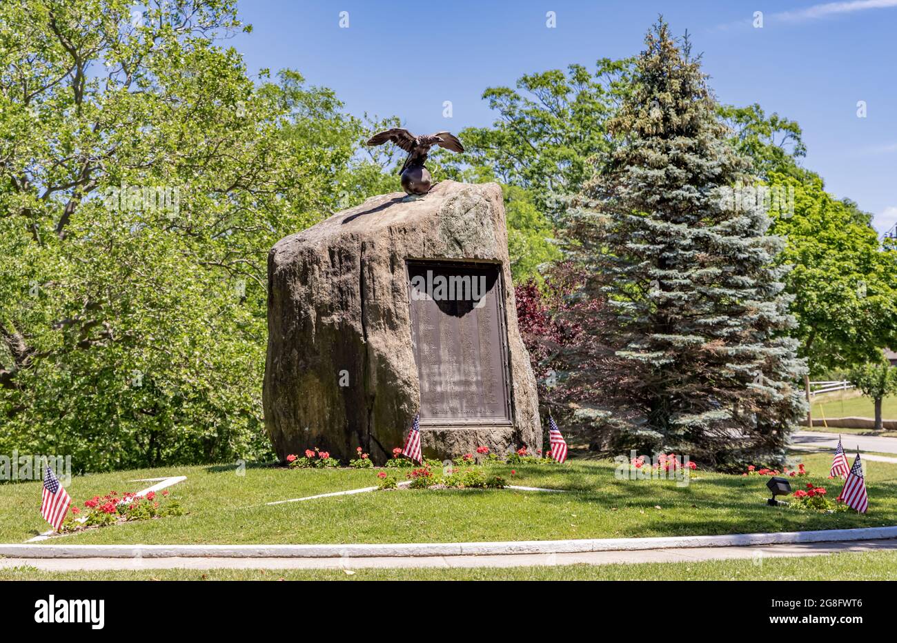 Great War Memorial at Otter Pond, Sag Harbor, NY Stock Photo