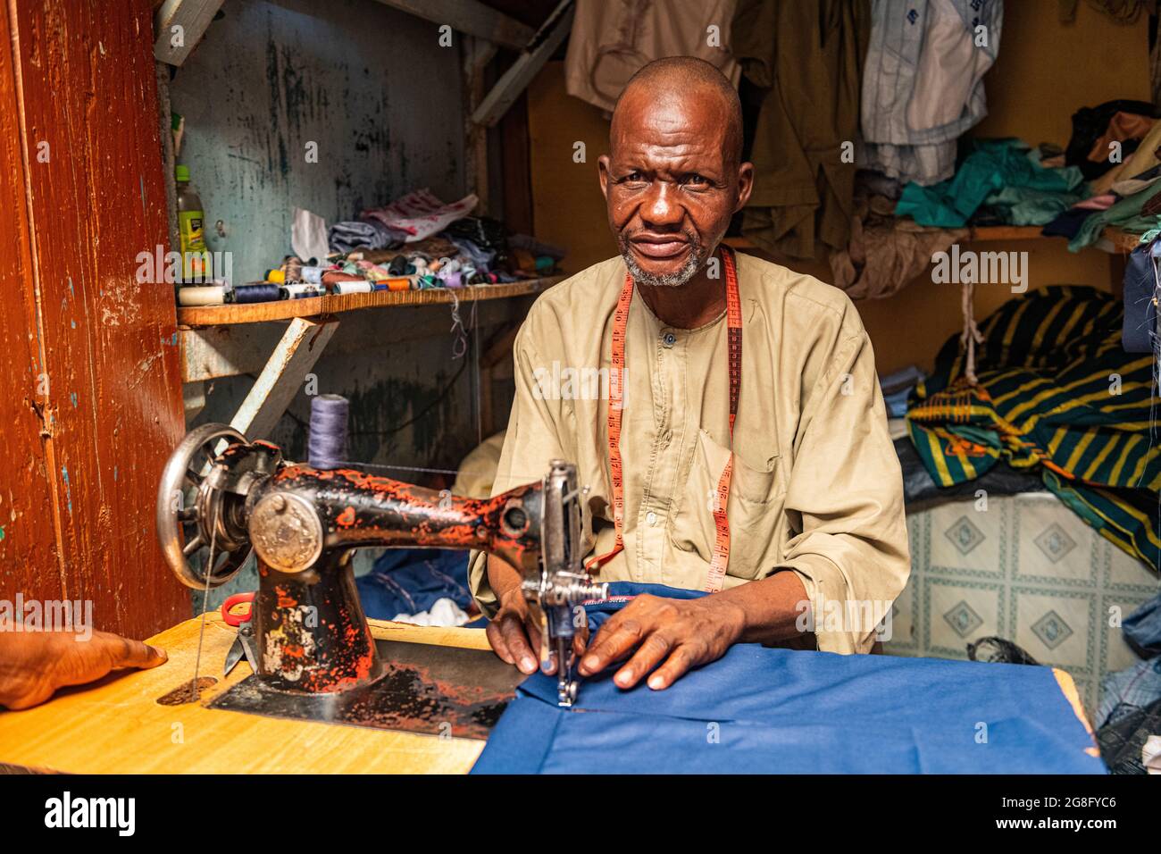 Tailor in Kano, Kano state, Nigeria, West Africa, Africa Stock Photo