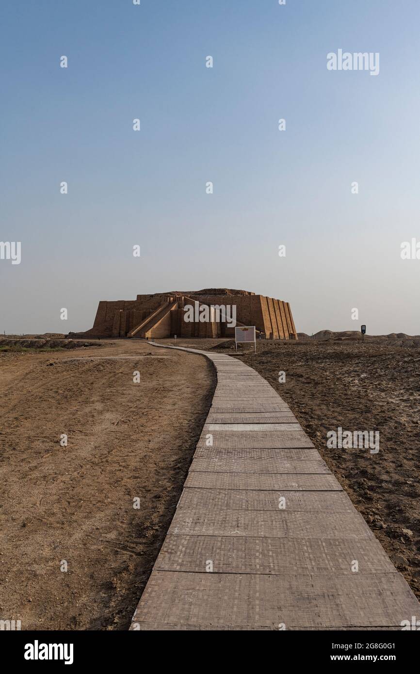 View over the ancient city of Ur, The Ahwar of Southern Iraq, UNESCO World Heritage Site, Iraq, Middle East Stock Photo