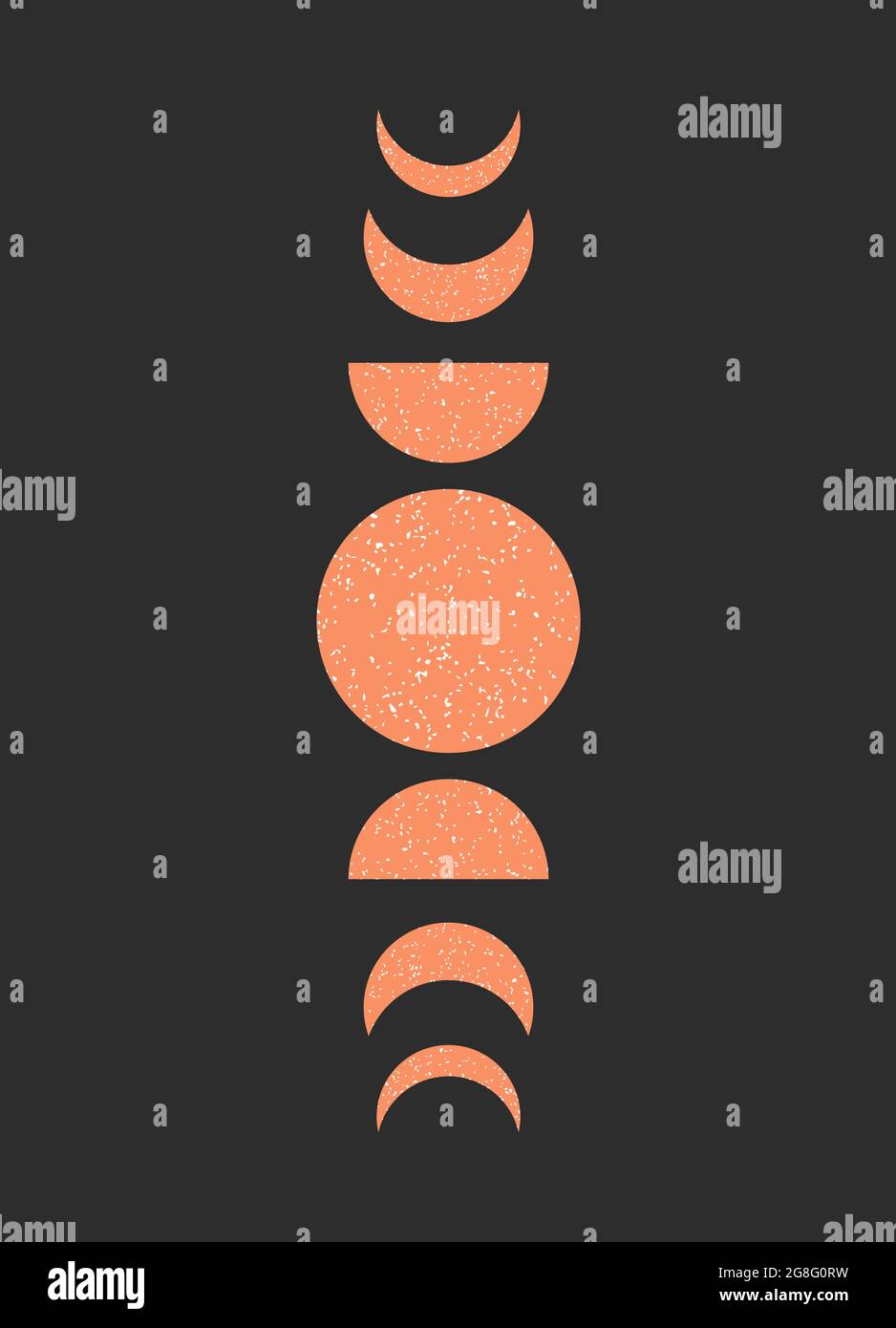 Poster with phases of moon. Art with crescent and full moon. Vector ...