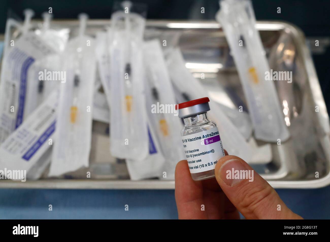 COVID-19 vaccination center, AstraZeneca vaccine ready for vaccinations, France, Europe Stock Photo