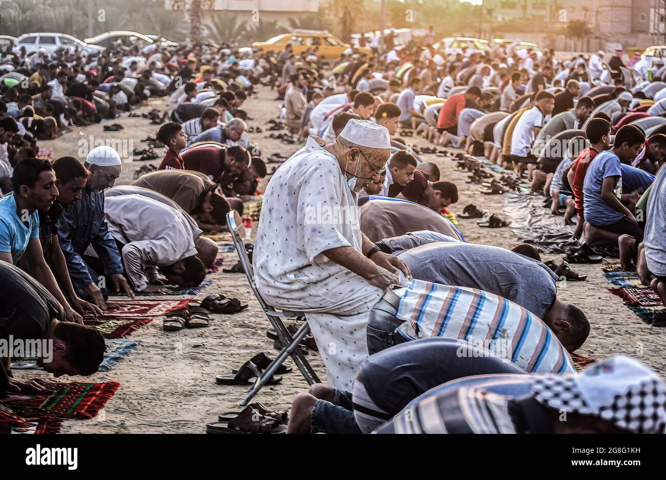Muslims In Gaza Gaza, Palestine. 20th July, 2021. Palestinian Muslims perform Eid al ...