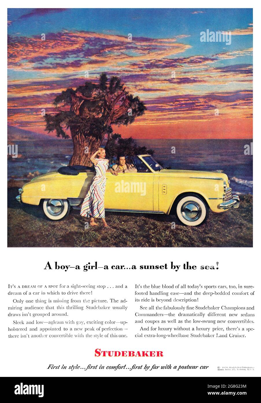 1948 U.S. advertisement for Studebaker. Stock Photo