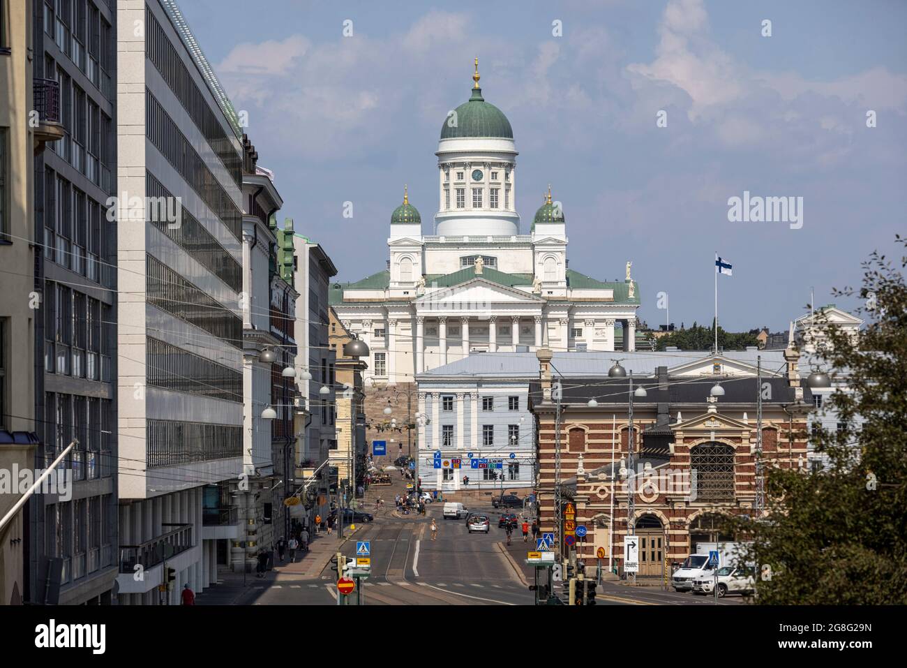 Famous white facade of Helsinki Cathedral is an international landmark Stock Photo