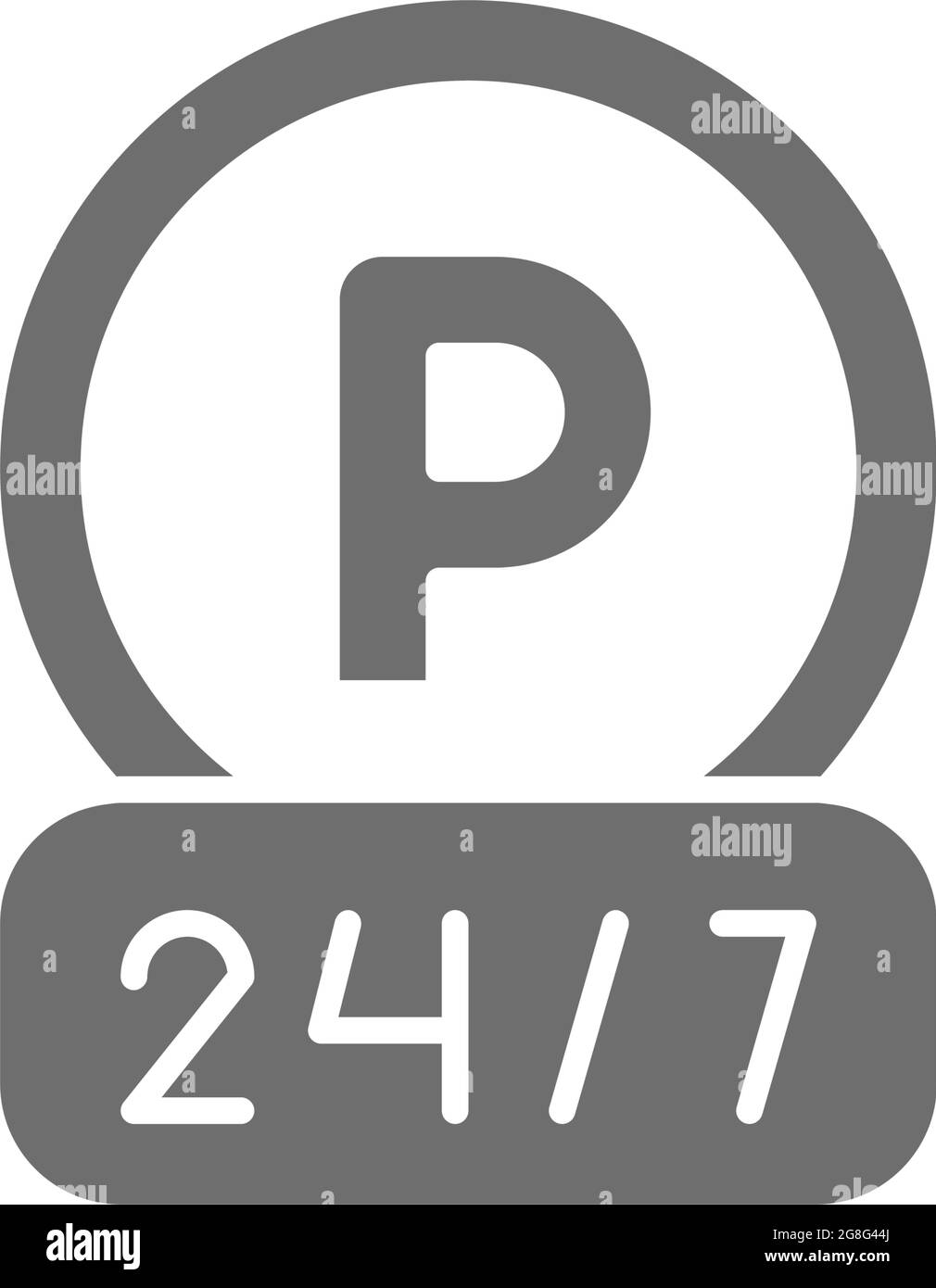 Vector around the clock parking grey icon. Stock Vector