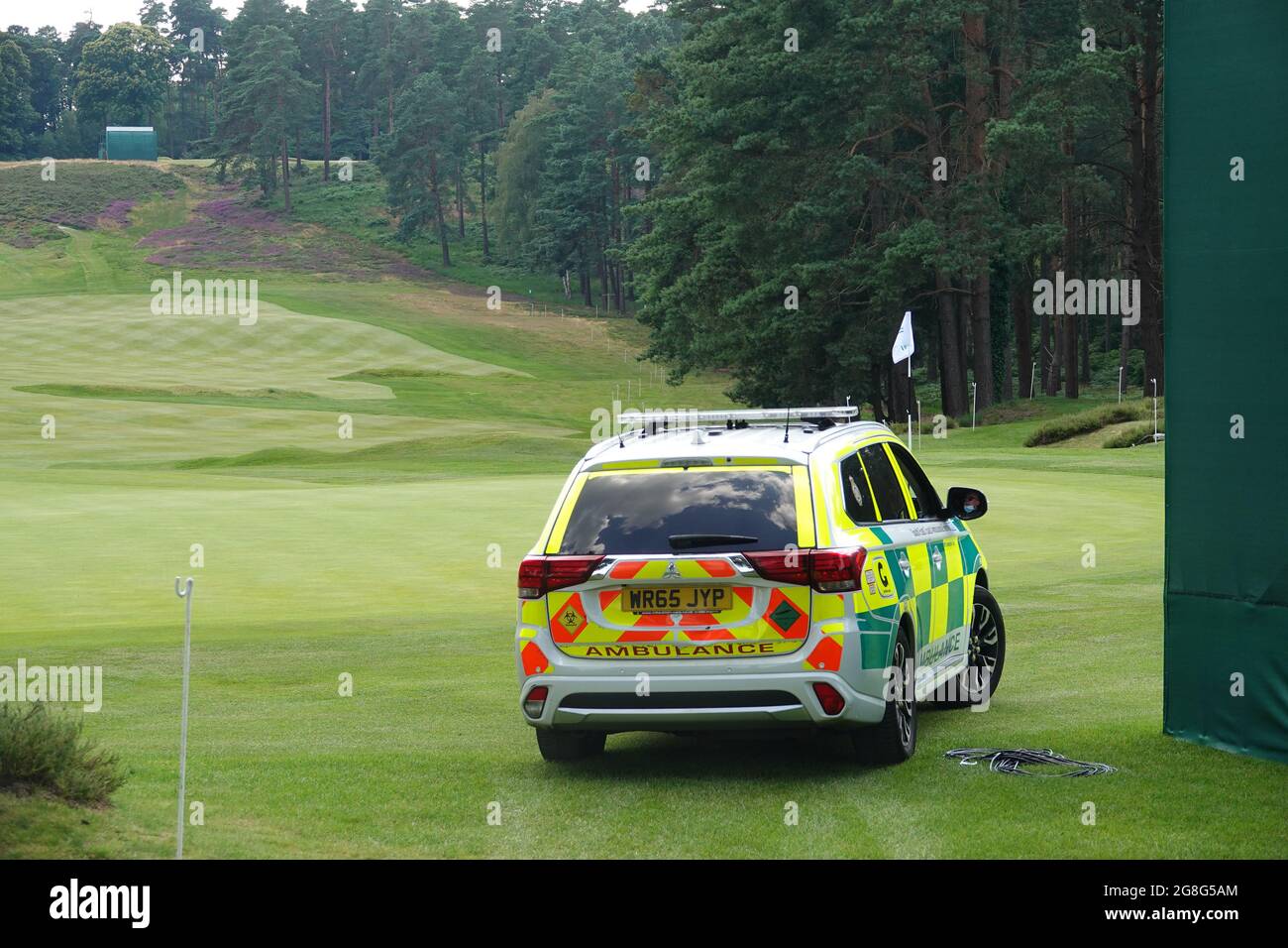 Sunningdale, Berkshire, UK. 20th July, 2021. Preparations for the start of The Senior Open Championship (golf) supported by Rolex Emergency services rush to the aid of a player (unknown as of now) who had cardiac arrest on the 7th hole during his practice round Credit: Motofoto/Alamy Live News Stock Photo