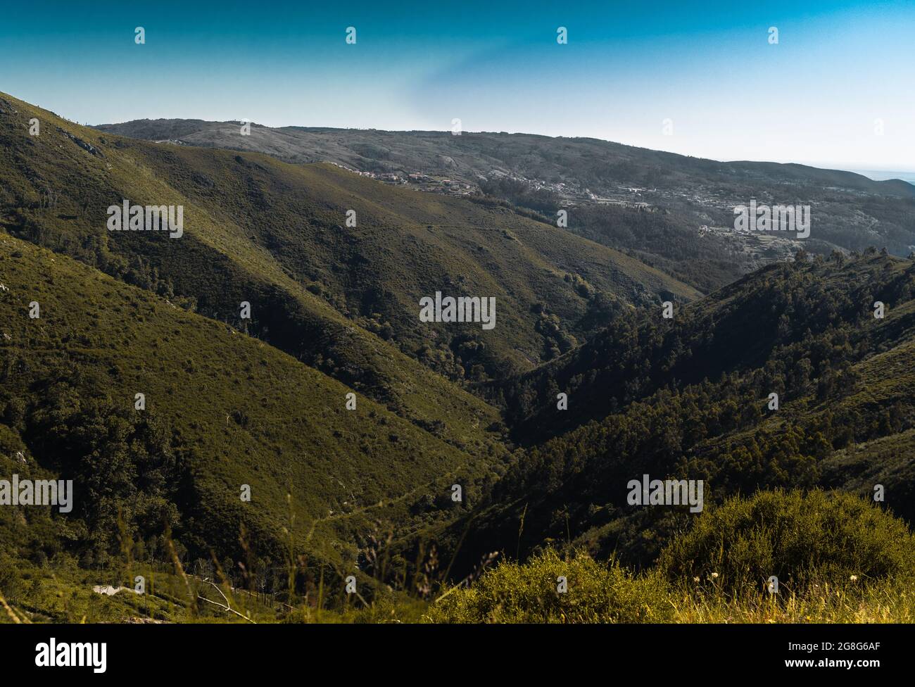Green Mountains in Portugal Stock Photo
