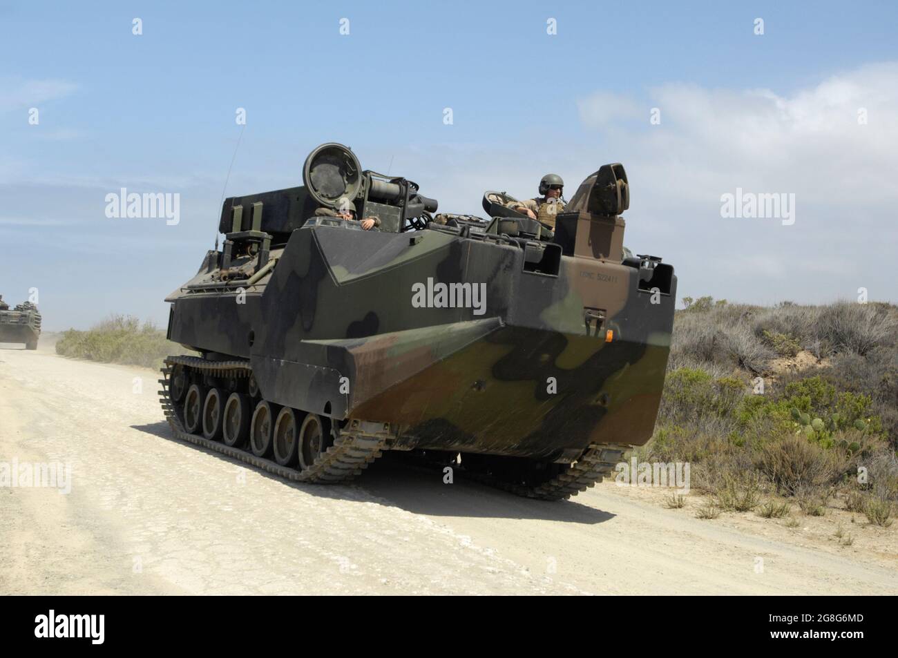 USMC  AAVR-7A1 Assault Amphibious Recovery Vehicle heads for the beach at MCB Camp Pendleton, CA Stock Photo