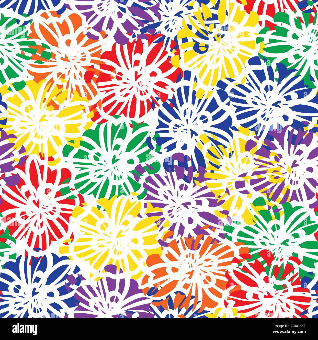 A bright colorful floral seamless vector pattern Stock Vector