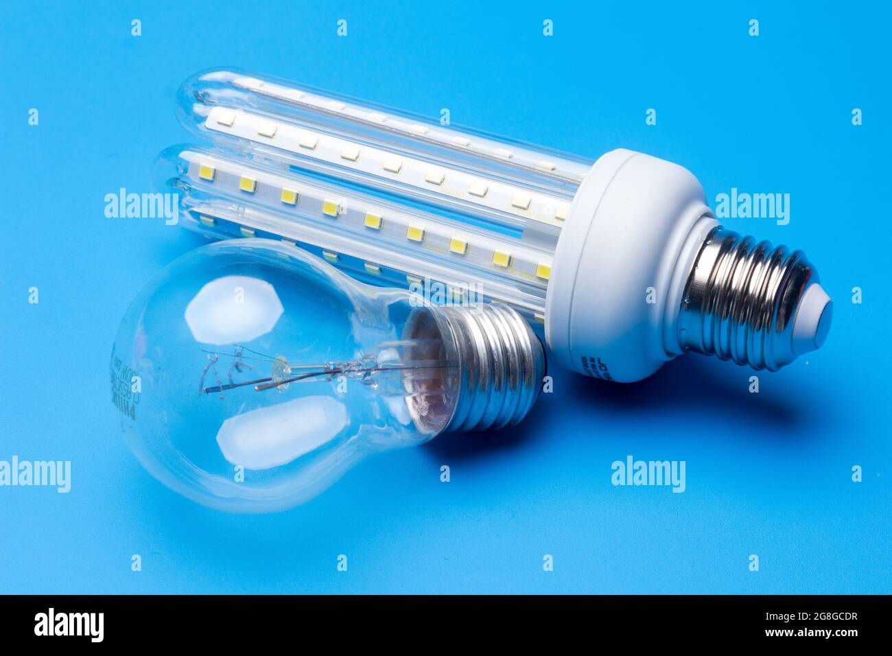 Energysaving light bulb and classic incandescent bulb with high energy