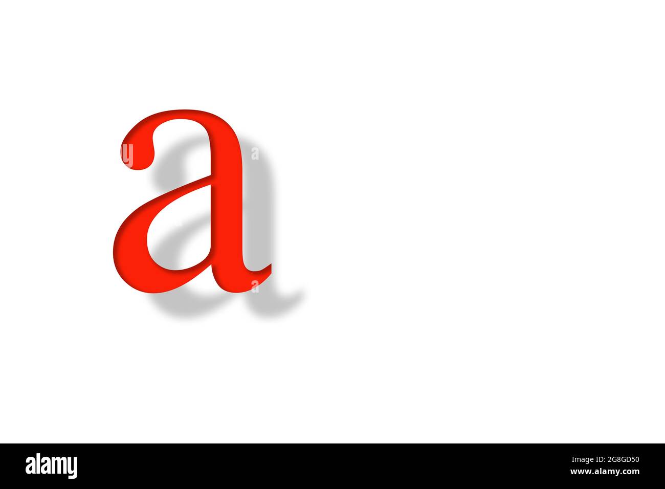 Lowercase red letter "A" with visel and shadow, on white background Stock Photo