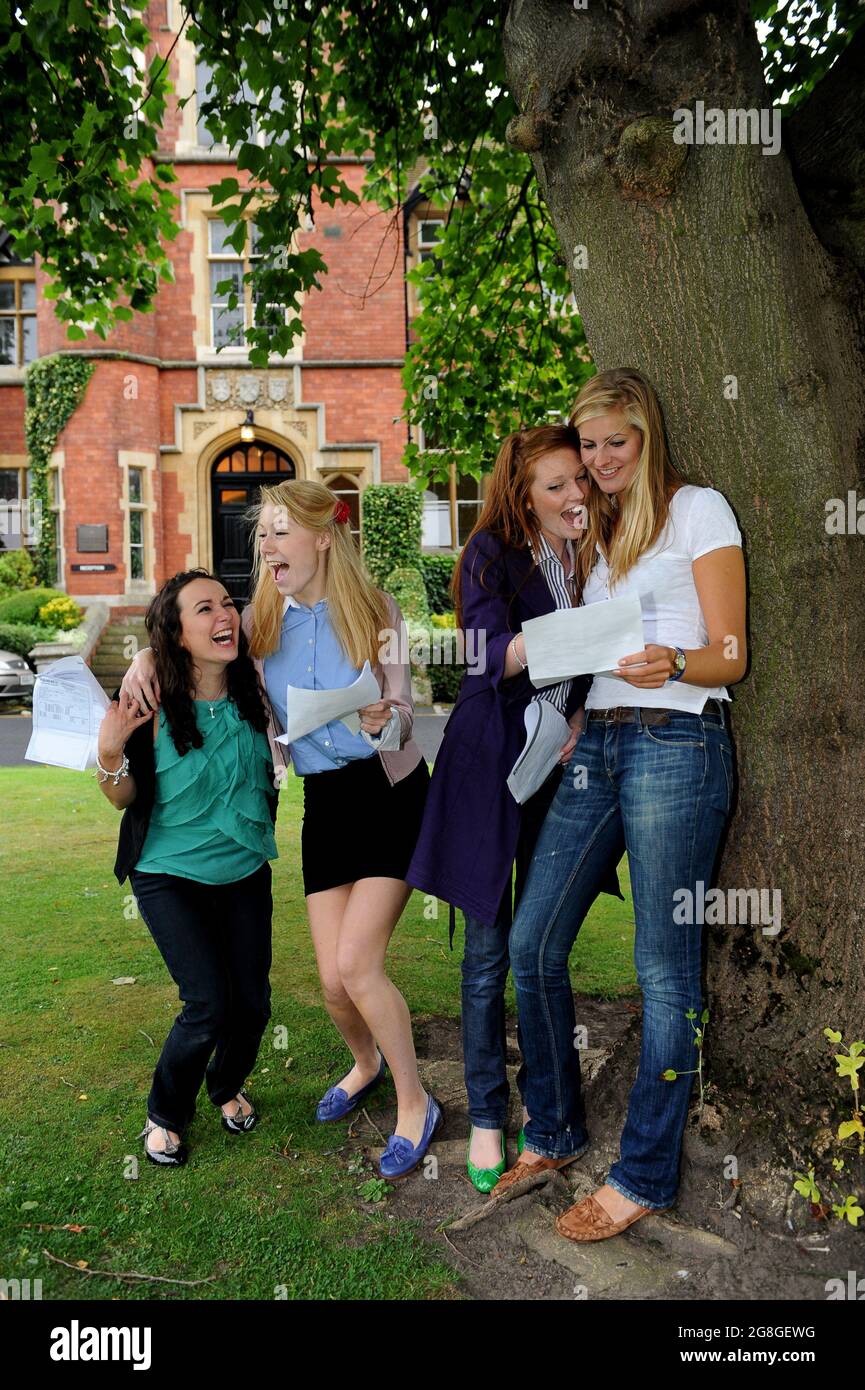 Wolverhampton Grammar School students get their A-Level exam results in 2009. celebrating happy pupils student pupil A level result  education England Britain Uk Stock Photo