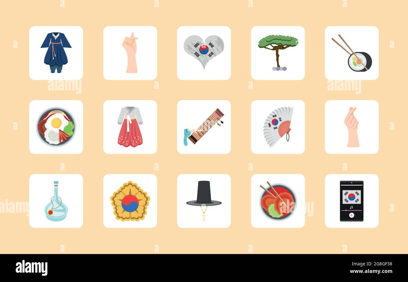 Korea icons set korean Stock Vector Images - Alamy