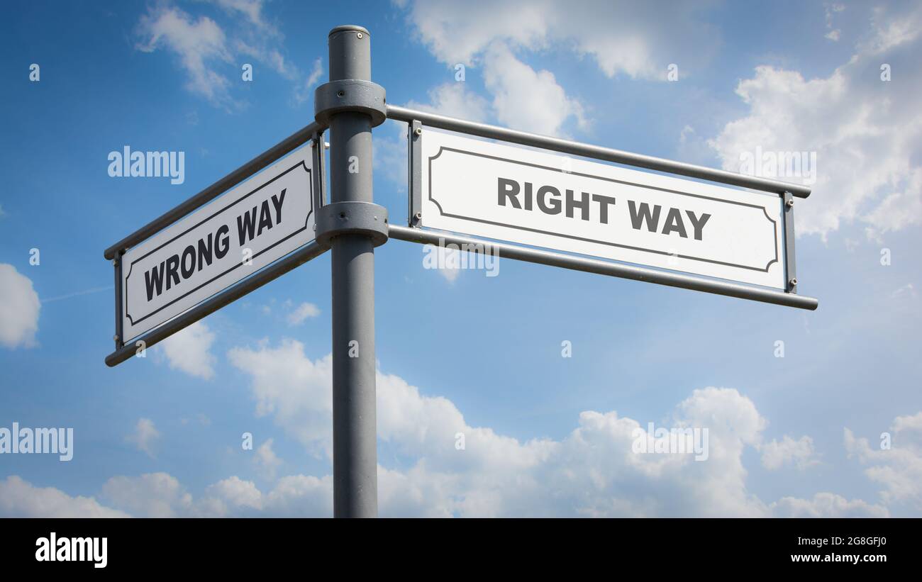 Street Sign RIGHT WAY versus WRONG WAY Stock Photo - Alamy