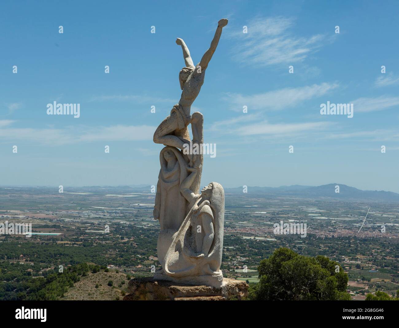 figure integrated with nature and is located on the way of the via crucis in the ascent to the sacred heart of Jesus in totana. Stock Photo