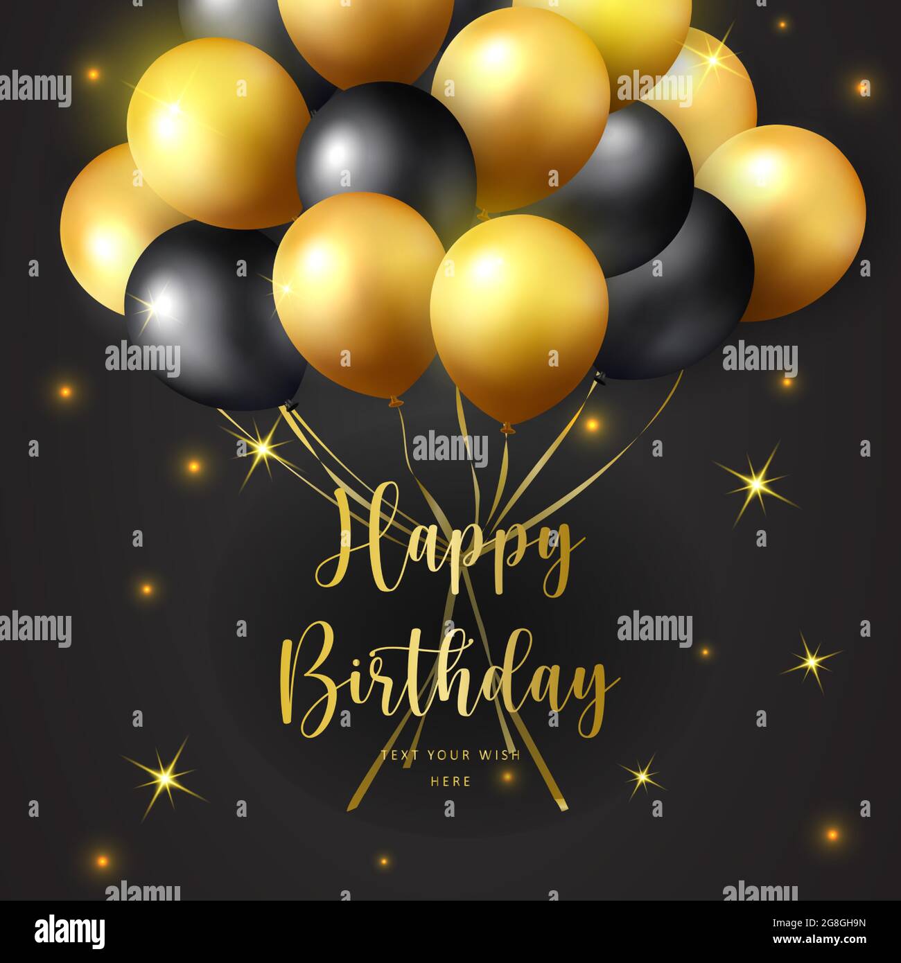 Elegant golden yellow black ballon Happy Birthday celebration card banner  template background Stock Vector Image & Art - Alamy