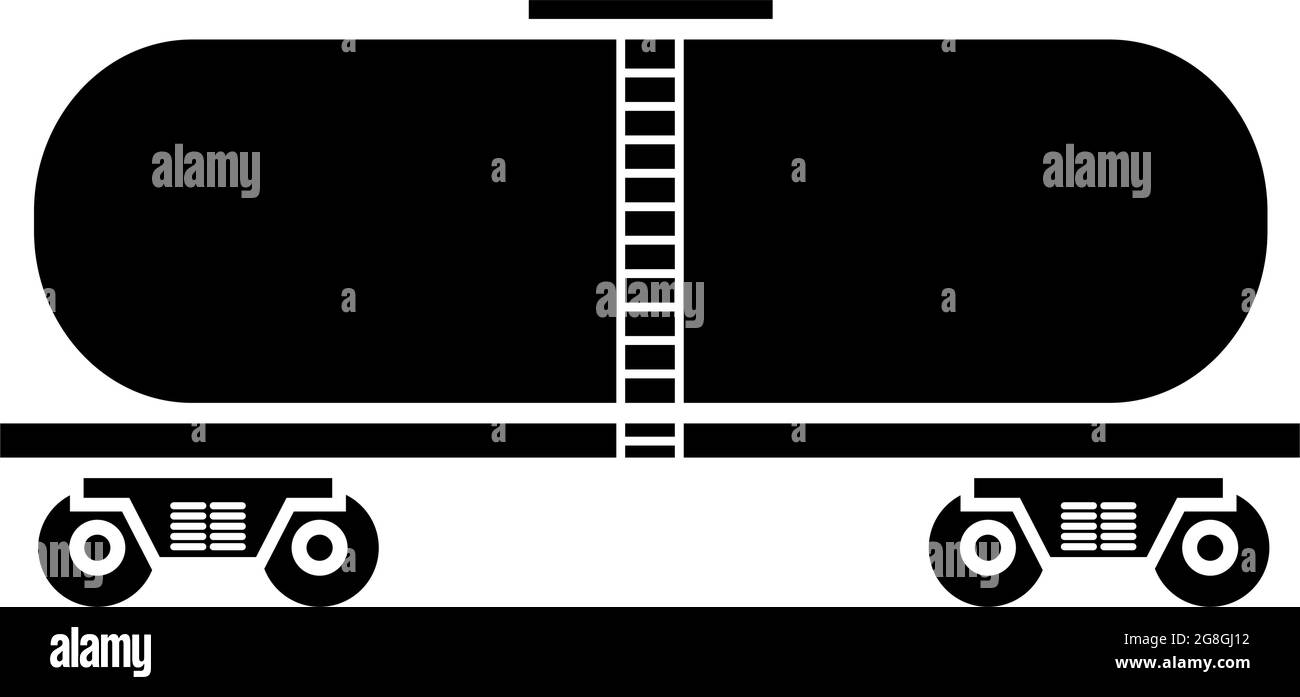 Oil tanker, car cistern petrol gas fuel silhouette vector icon Stock