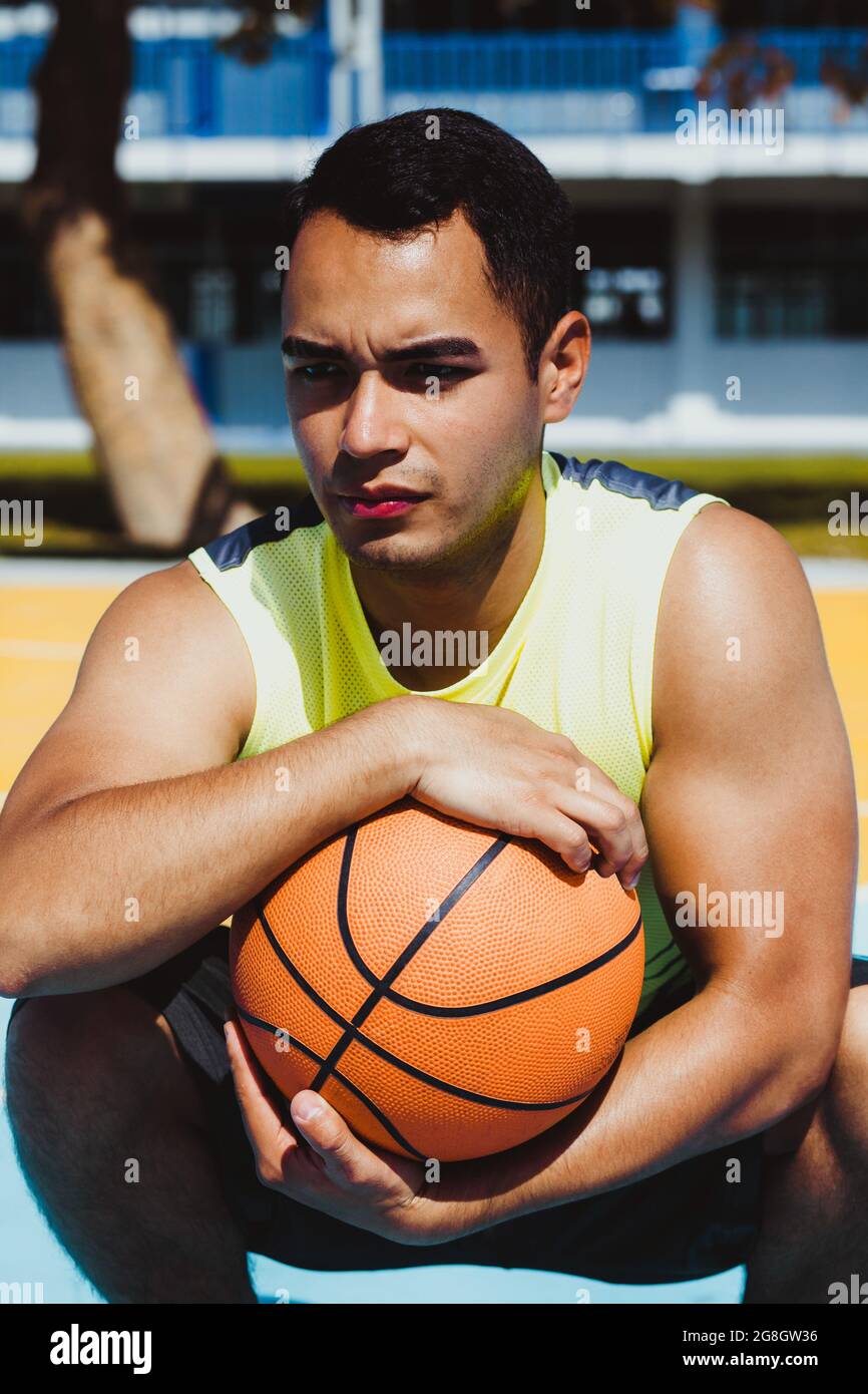 young latin man playing basketball portrait in Mexico Stock Photo Alamy