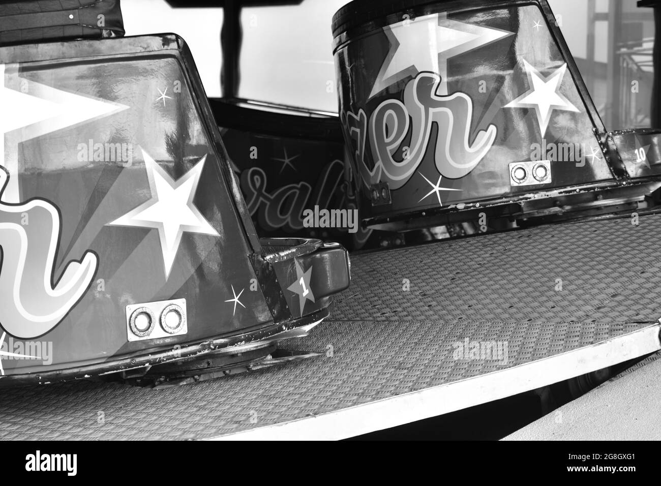 Waltzer ride at fairground Black and White Stock Photos & Images - Alamy