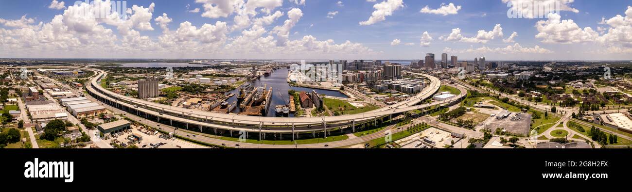 Aerial panorama Port of Tampa FL USA Stock Photo