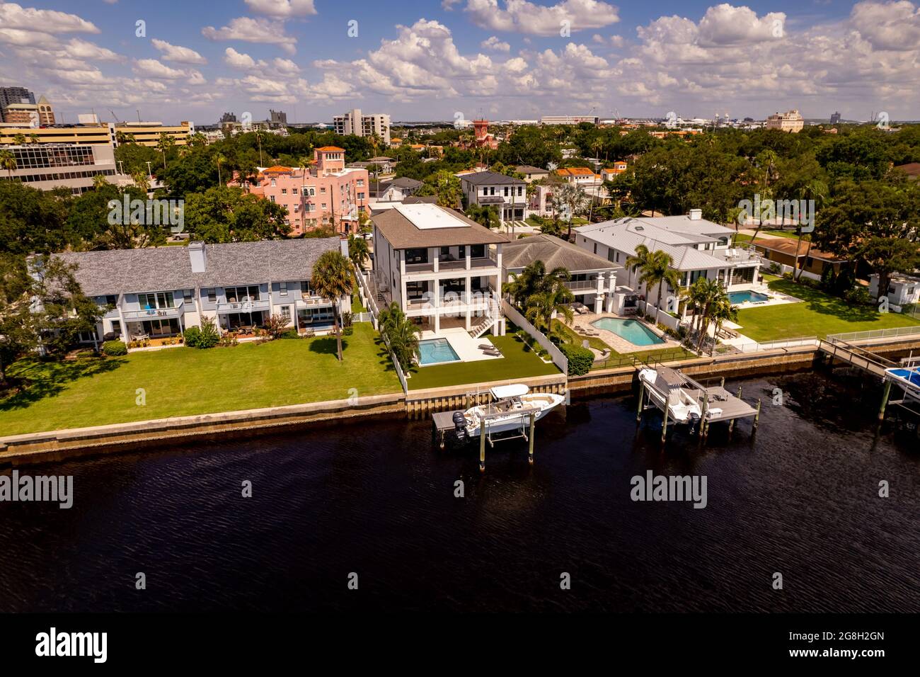 Aerial photo luxury homes Tampa FL on Davis Island Stock Photo Alamy