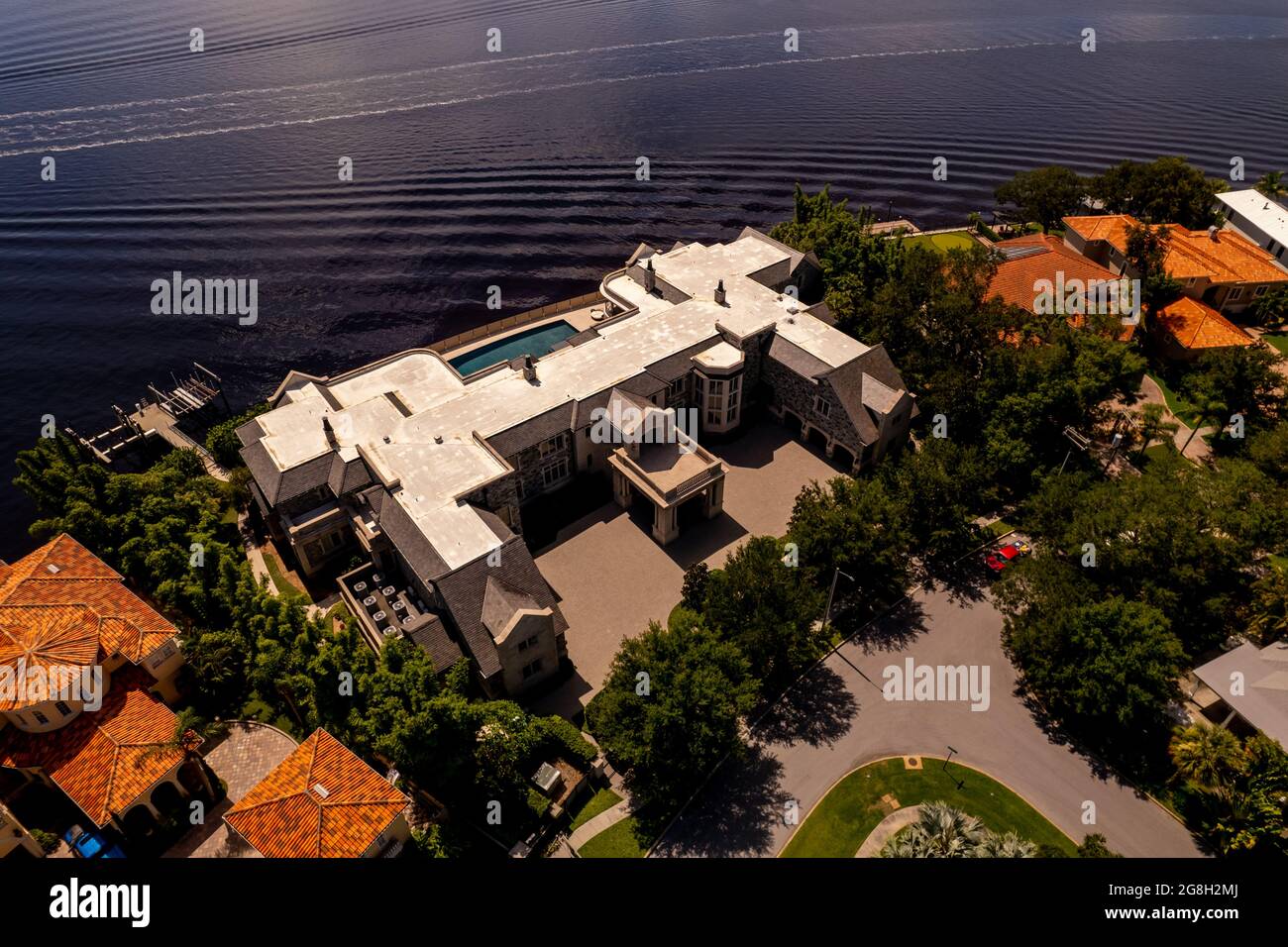 Tampa, FL, USA July 16, 2021 Aerial photo of Derek Jeters former