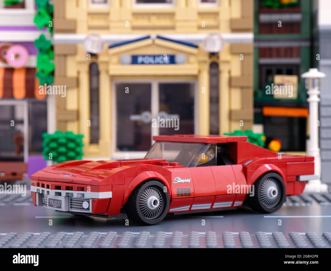 Tambov, Russian Federation - July 02, 2021 Lego 1968 Chevrolet Corvette car  by LEGO Speed Champions on a city street Stock Photo - Alamy