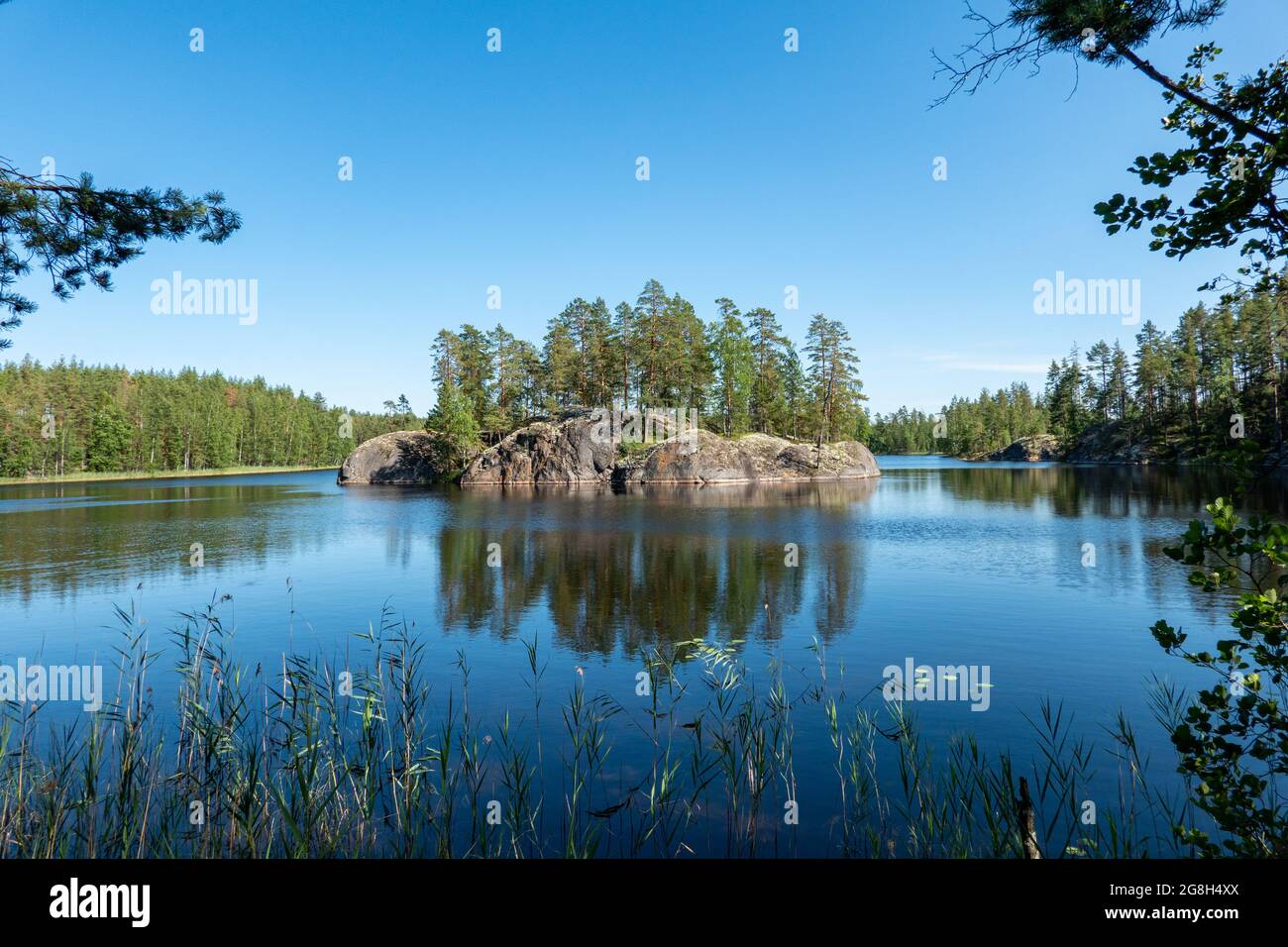 Niskalampi lake islet in Ristiina, Finland Stock Photo