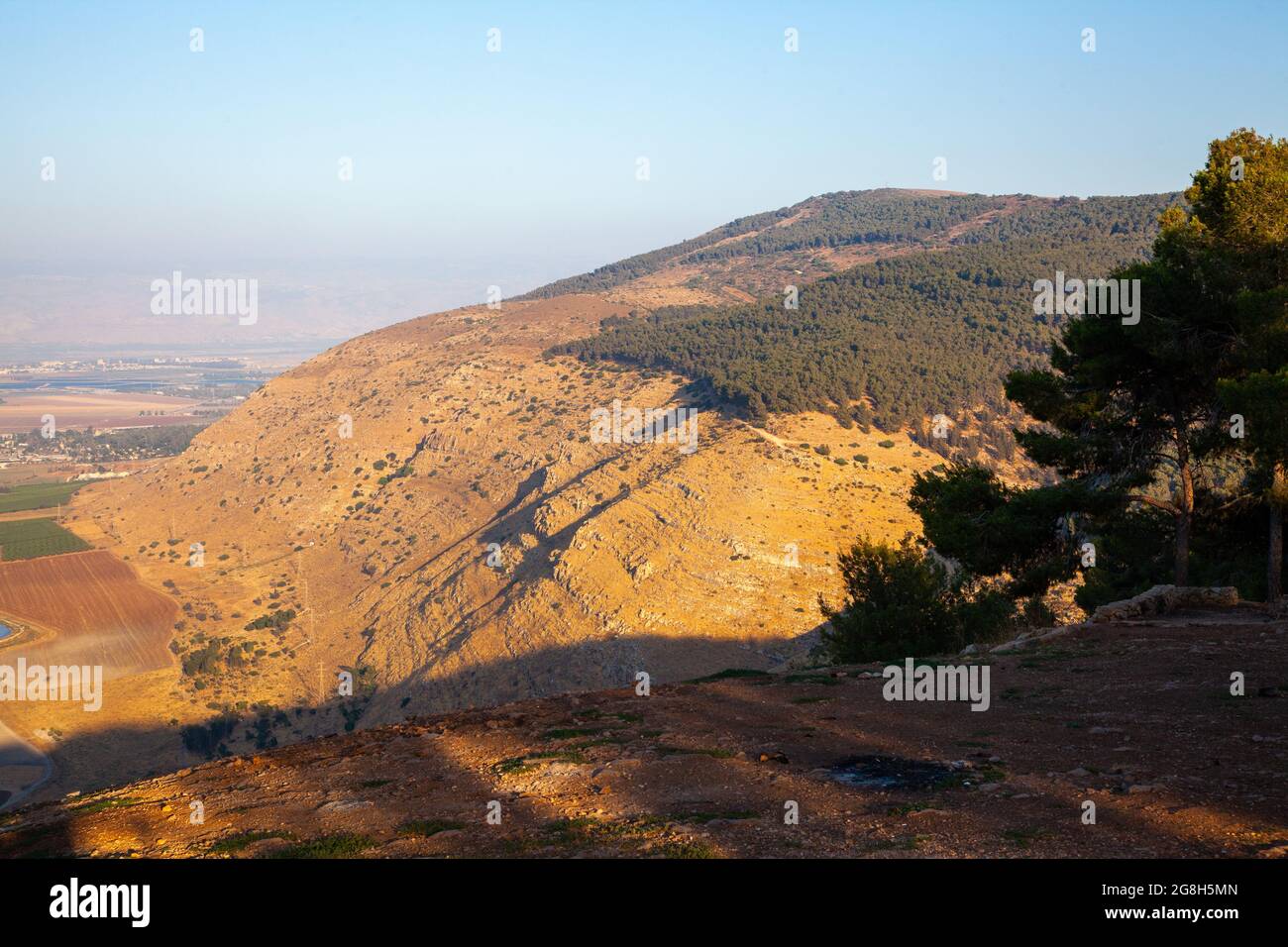 Summer view from the top of Mount Gilboa to the Jezreel Valley Stock