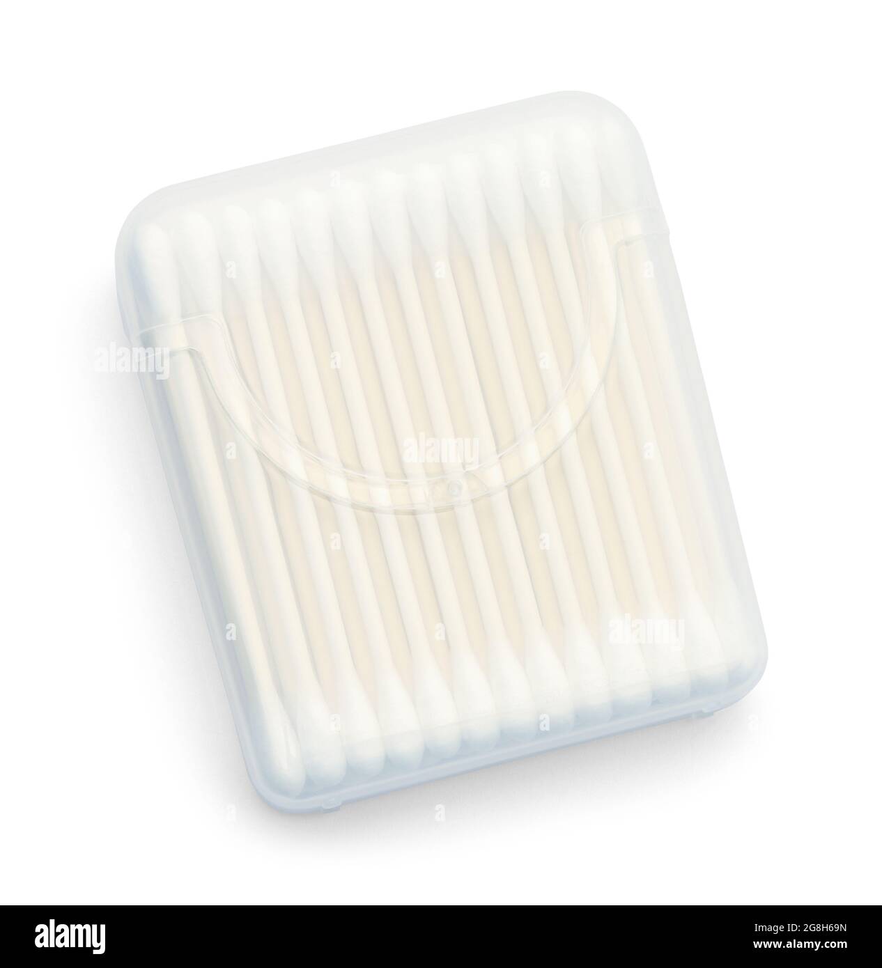 Closed Box of Cotton Swabs Cut Out on White. Stock Photo