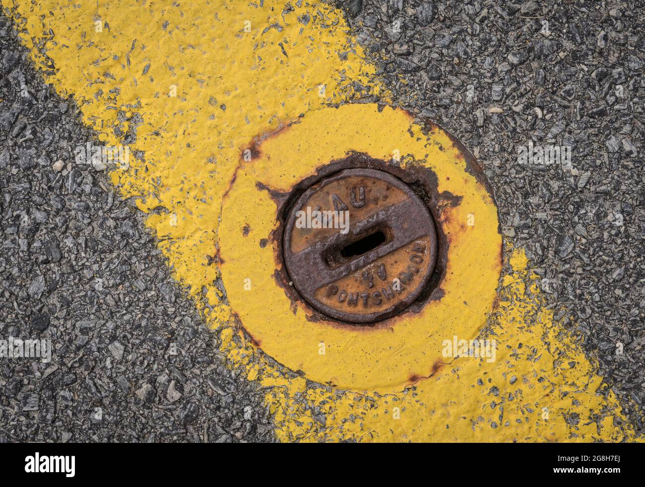 French water supply valve in a road Stock Photo Alamy