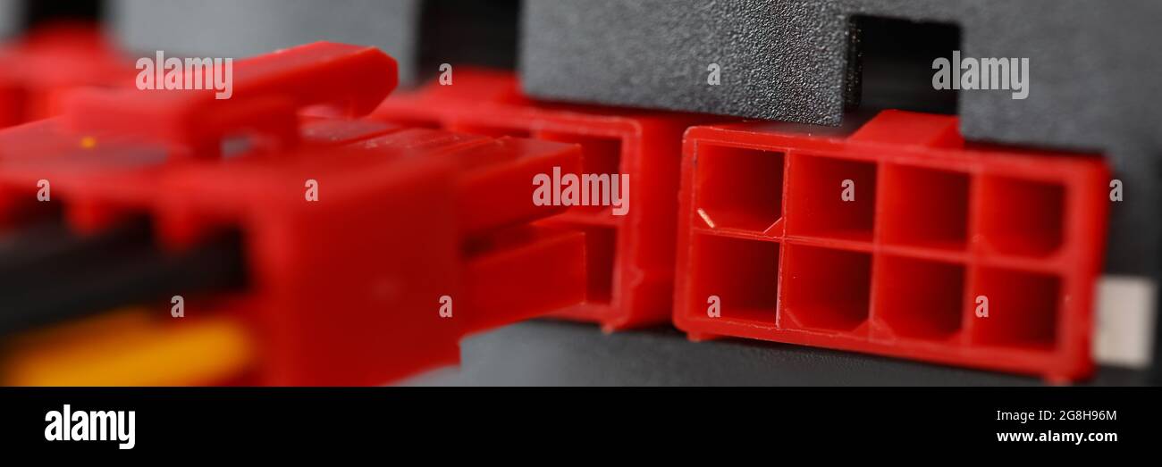 Power supply wires and plastic parts for computer Stock Photo